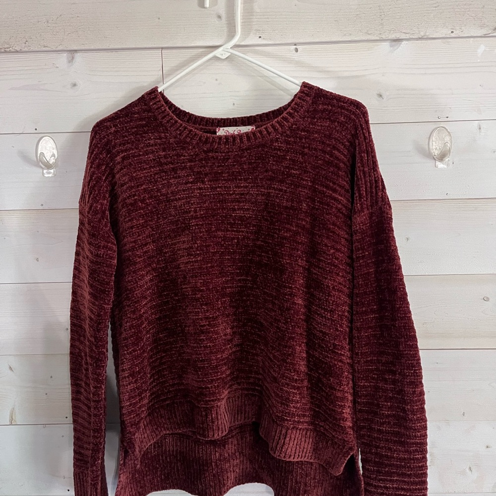 Pink Rose Maroon Crew Neck Sweater